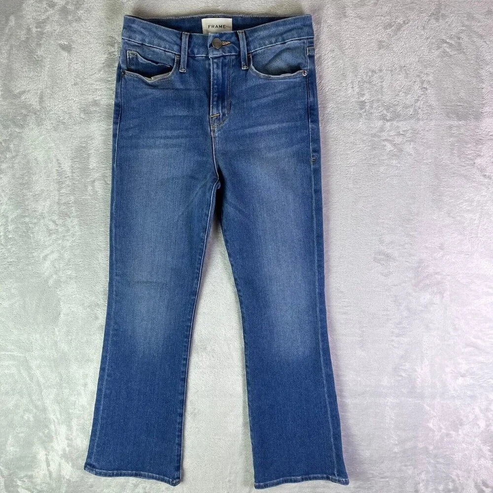 Frame Le Crop Mini Boot Jeans Women's 26 Blue‎ Medium Wash Soft Stretch Comfy